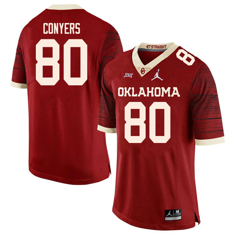 Men #80 Jalin Conyers Oklahoma Sooners College Football Jerseys Sale-Retro